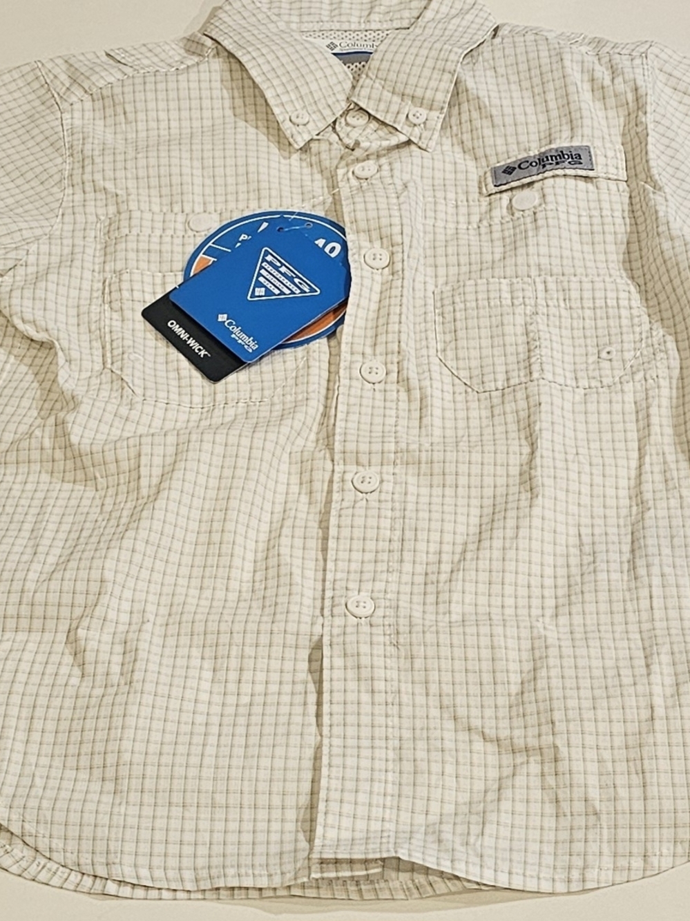 Columbia Kids Light Beige Plaid Short-Sleeve Button Shirt